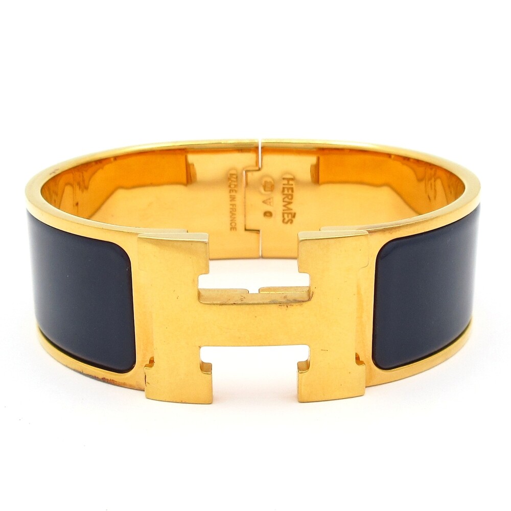 Hermès Clic Clac H Bangle Gold Dark Navy